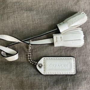 Coach White Leather Hang Tag and Tassels Charm